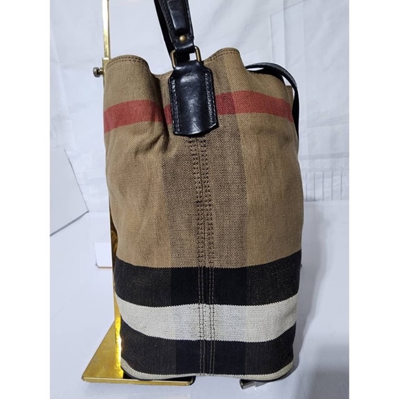 SOLD***Authentic Burberry Canvas Check Susanna Medium Hobo Bag Beige/Black - Picture 12 of 15